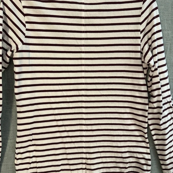 Women’s Duluth trading company long sleeve t shirt white with brown stripes - Picture 5 of 9